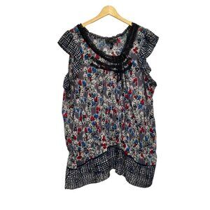Jessica Simpson Floral Scoop Neck Cap Sleeve Lightweight Blouse Size 3X